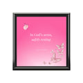 Pink Butterfly Design Memorial Box – "In God's Arms, Safely Resting" Keepsake with Butterfly Design
