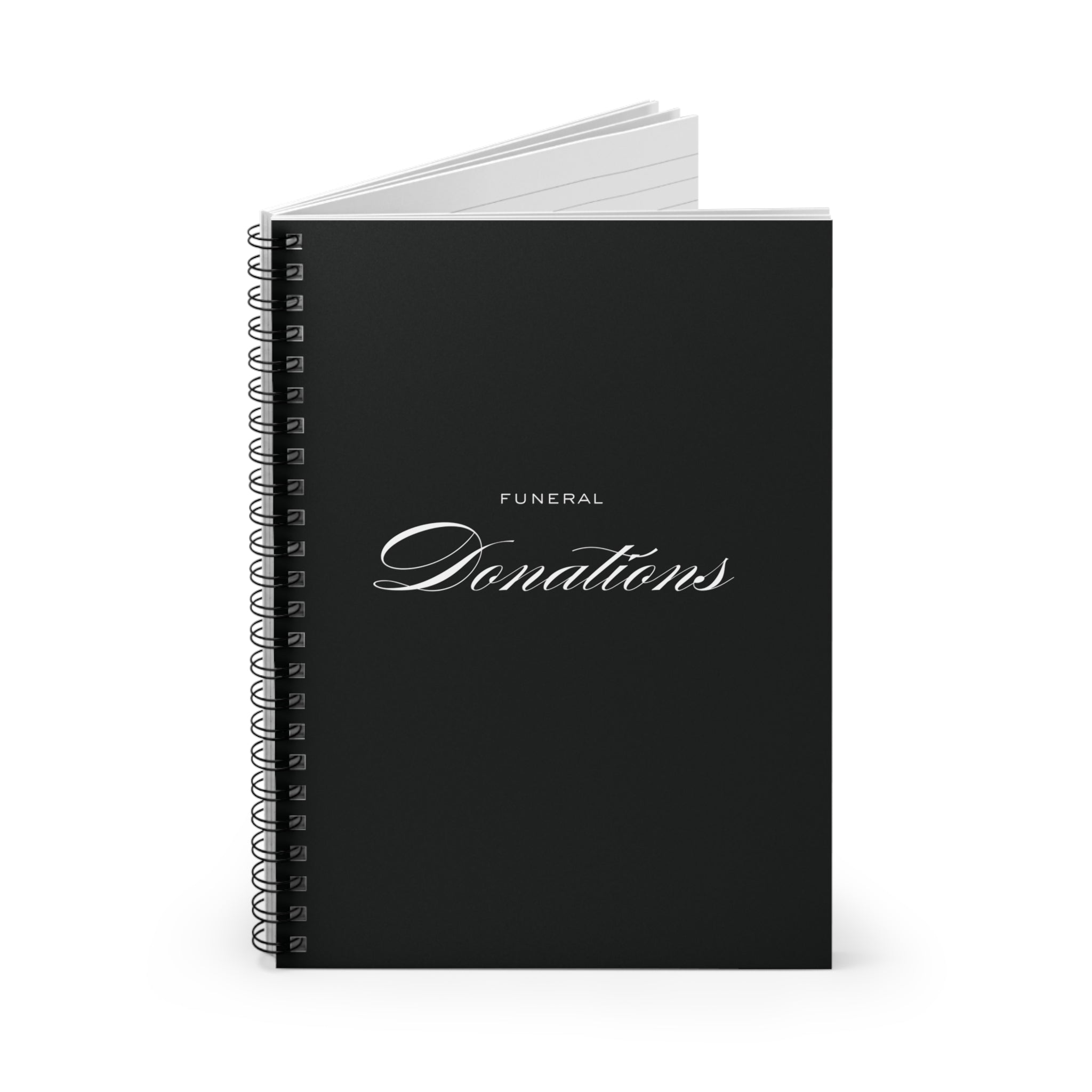 Funeral Donations Spiral Notebook — Memorial Guestbook & Condolence Donation Log