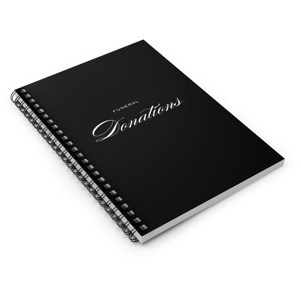 Funeral Donations Spiral Notebook — Memorial Guestbook & Condolence Donation Log