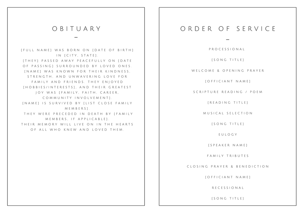 Classic Collection - Funeral Templates