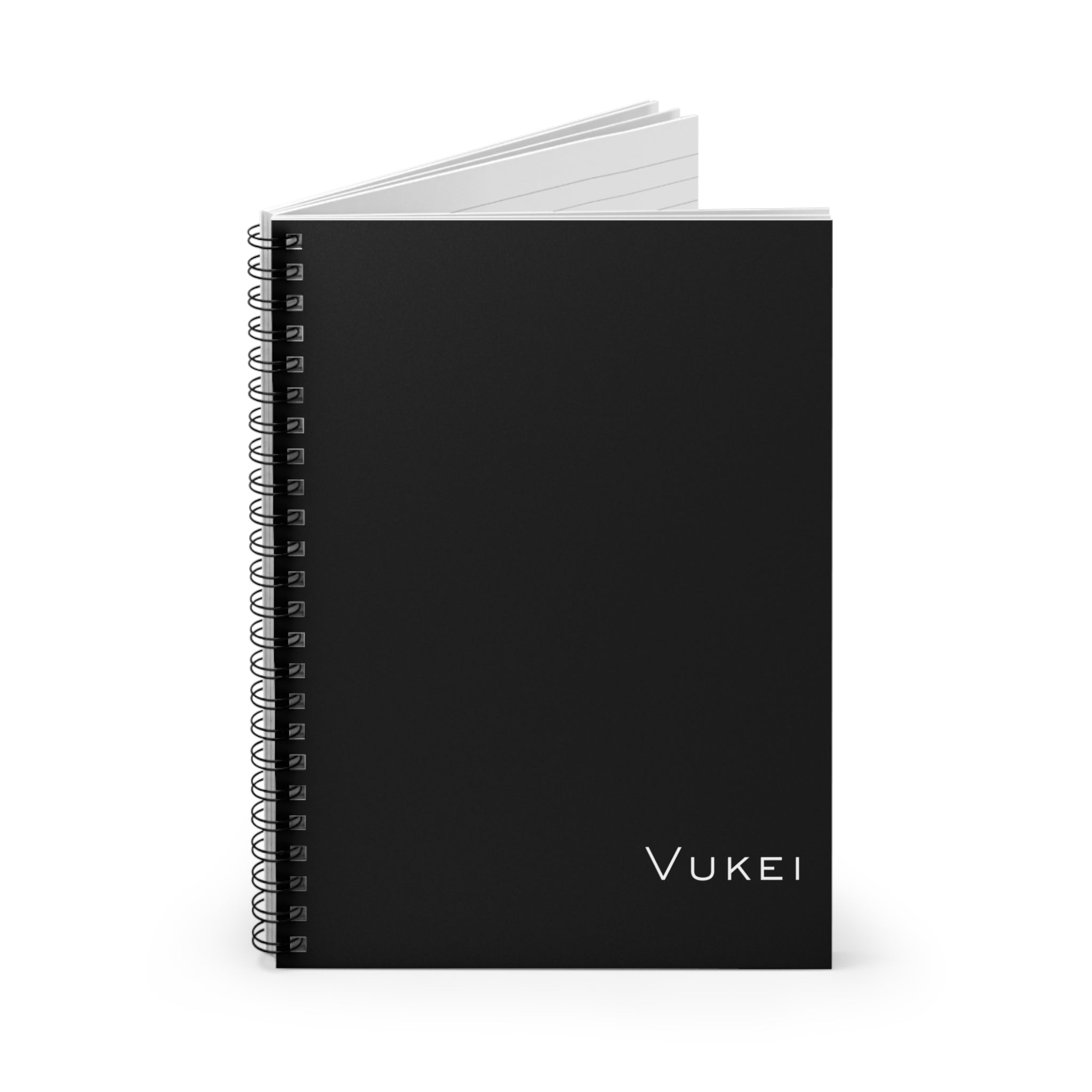 Minimal Black Spiral Notebook — 'Vukei' Ruled Journal for Notes & Planning