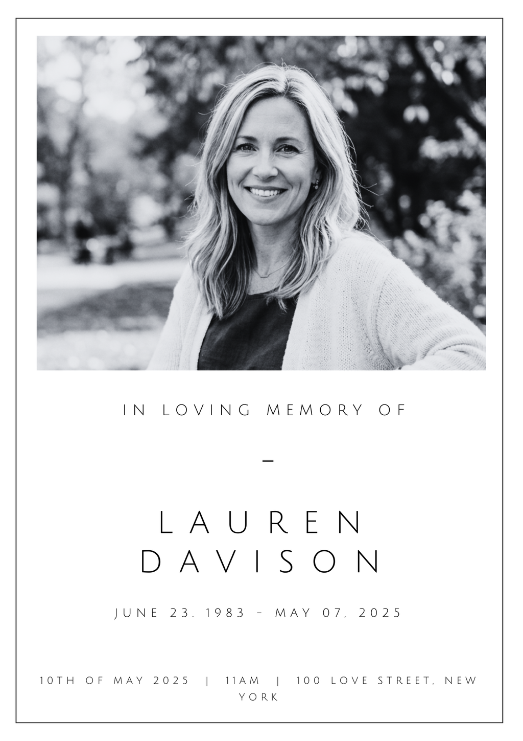 Classic Digital Funeral Poster Template
