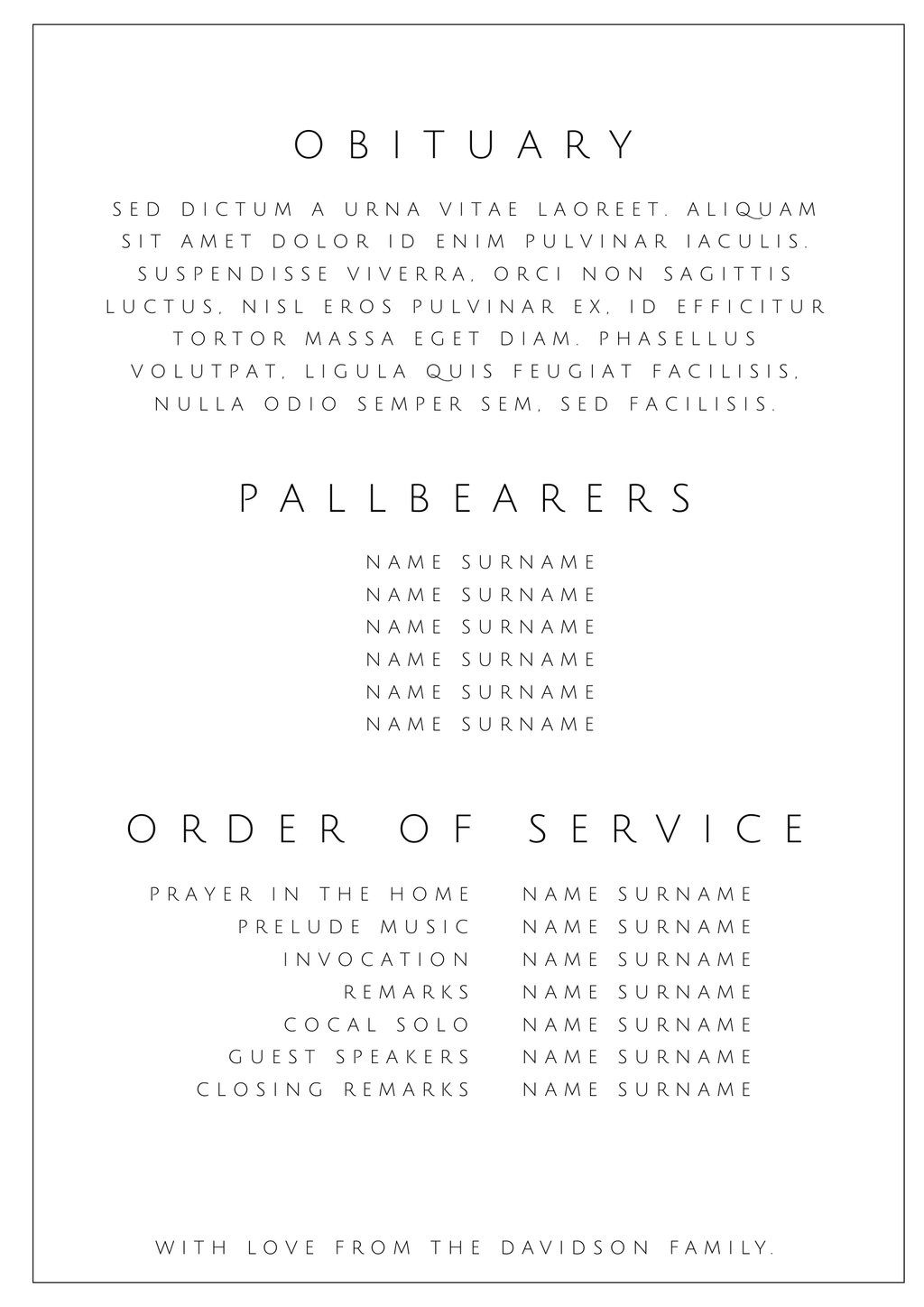 Classic Collection - Funeral Templates