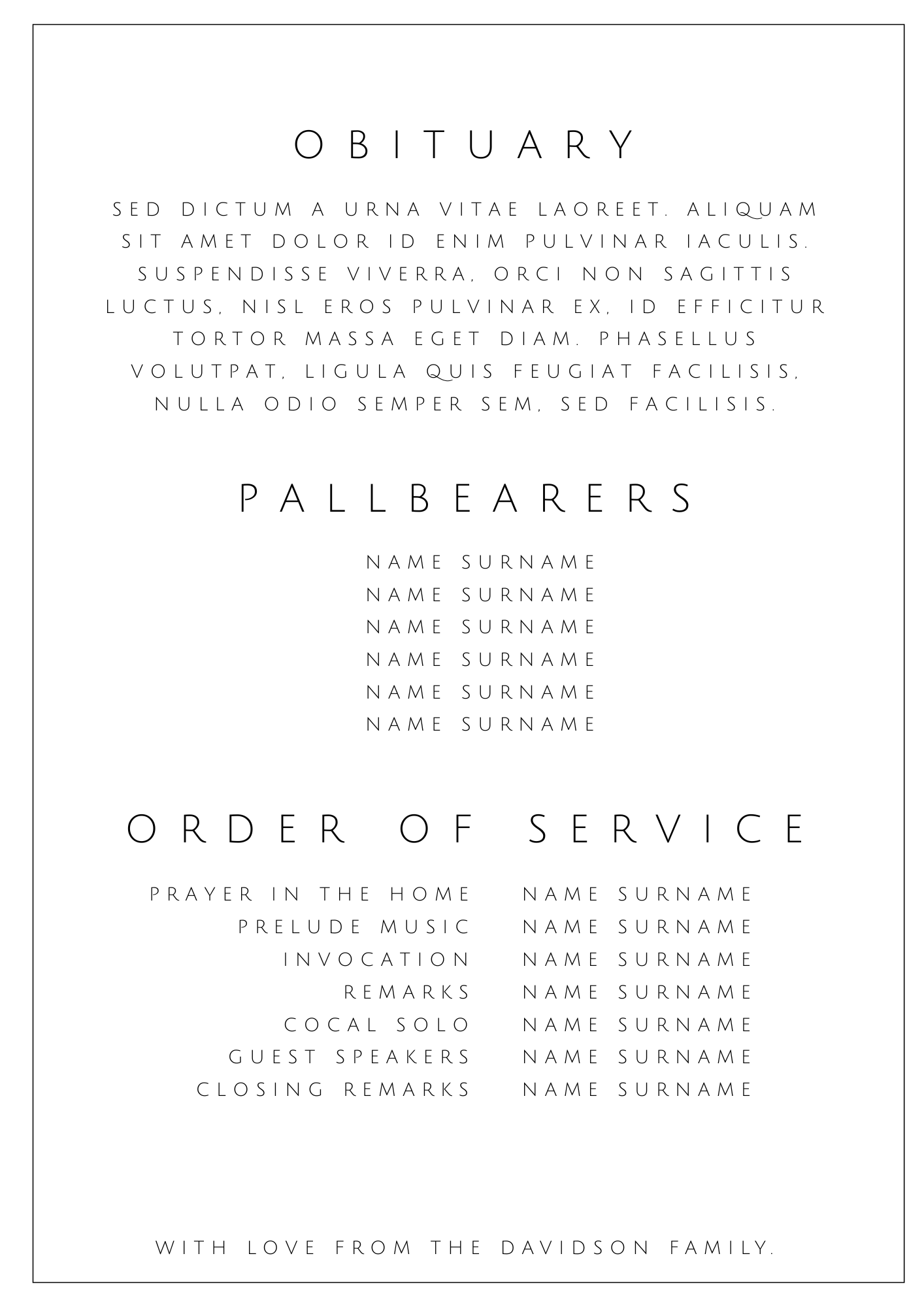 Classic Digital Funeral Program Template