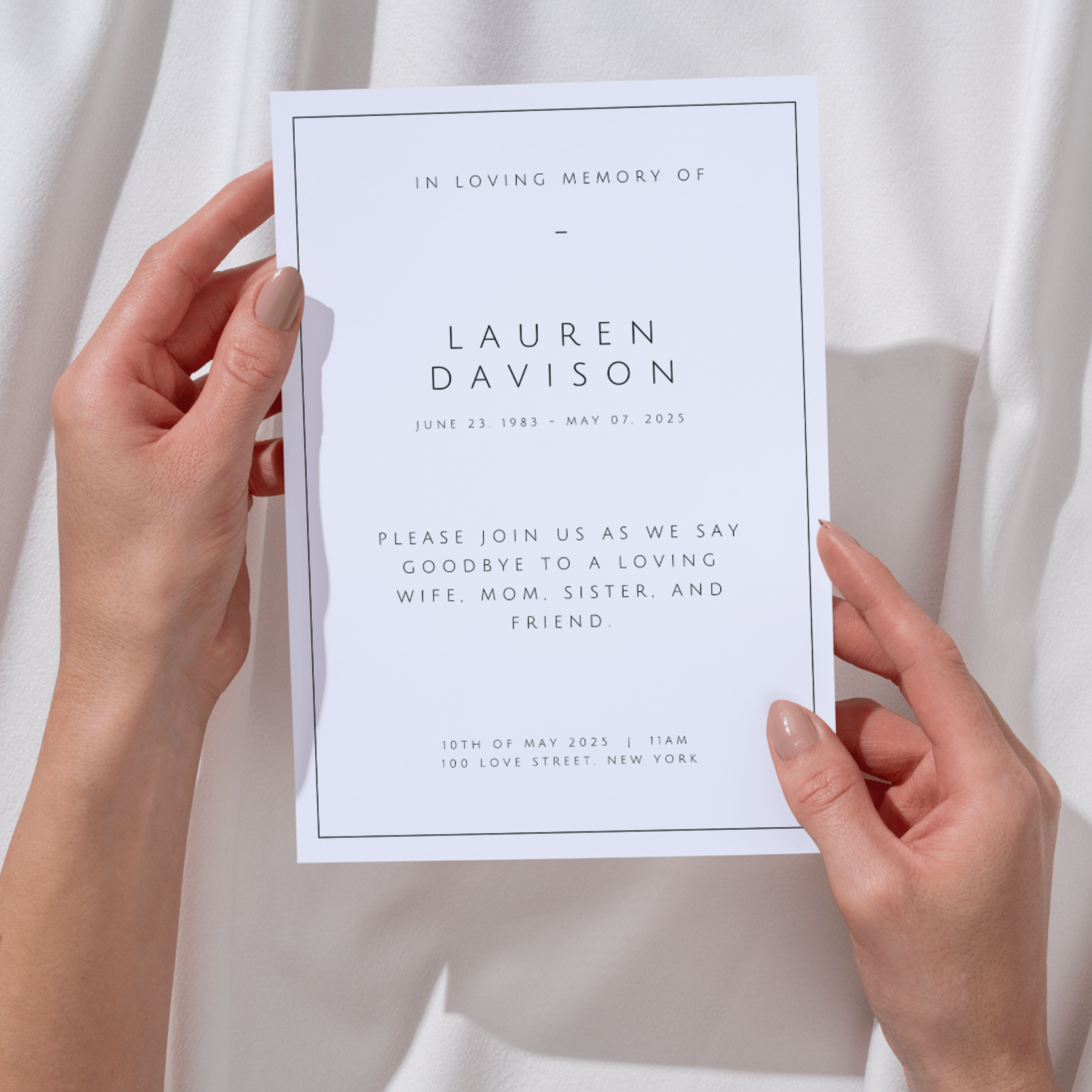 Classic Digital Funeral Invite Template