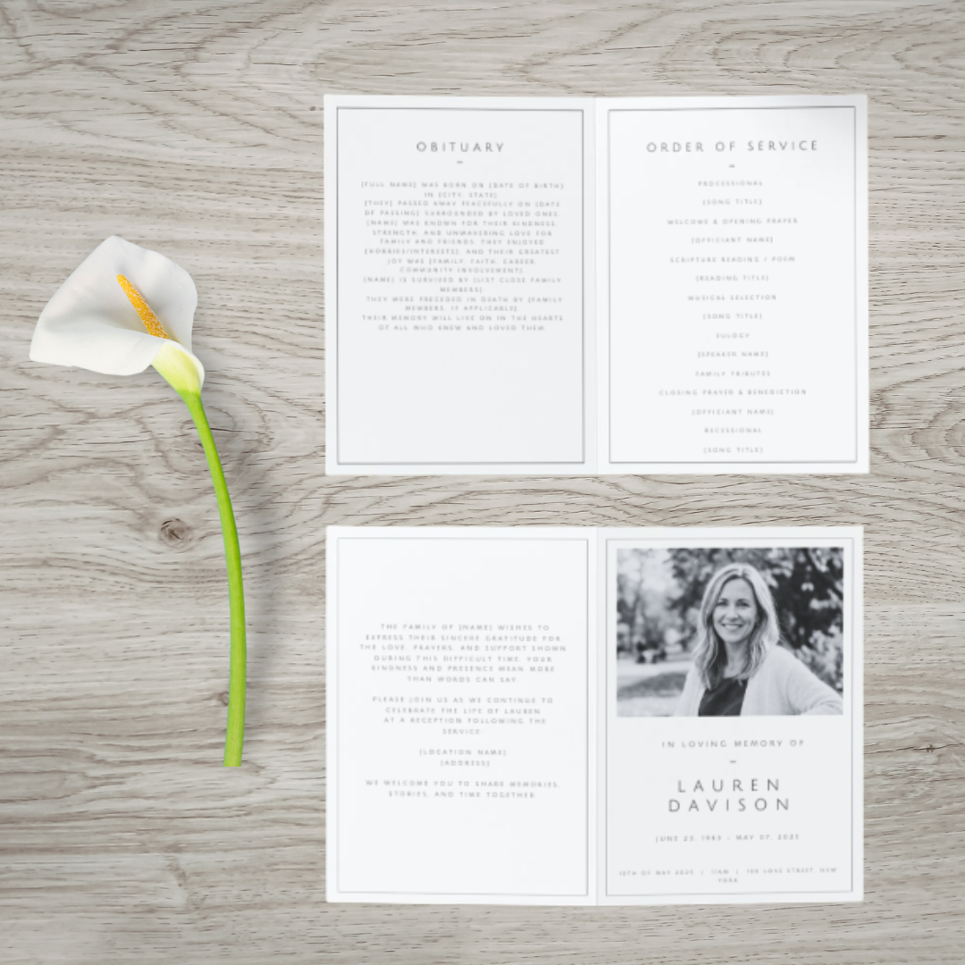 Classic Digital Funeral Program Card Template