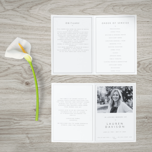 Classic Digital Funeral Program Card Template