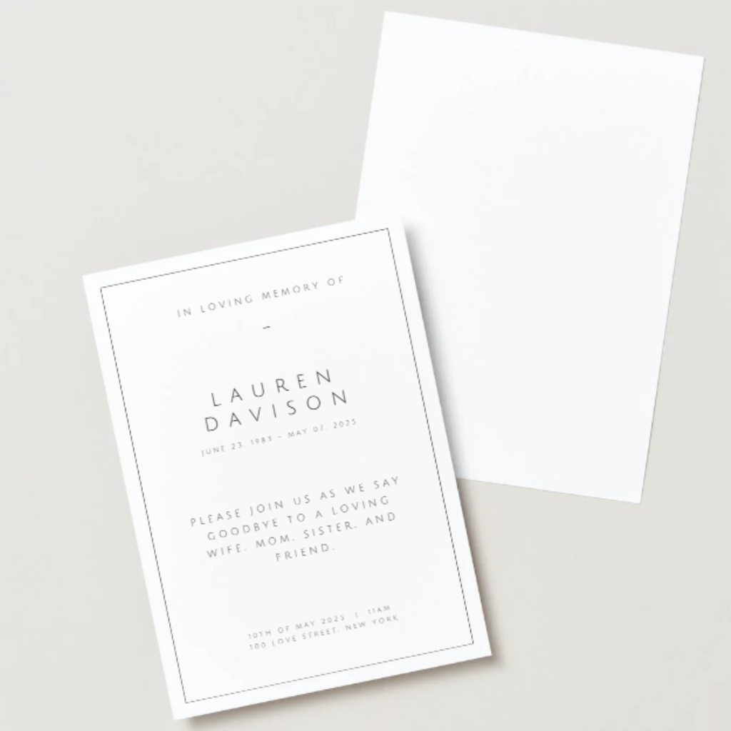 Classic Digital Funeral Invite Template