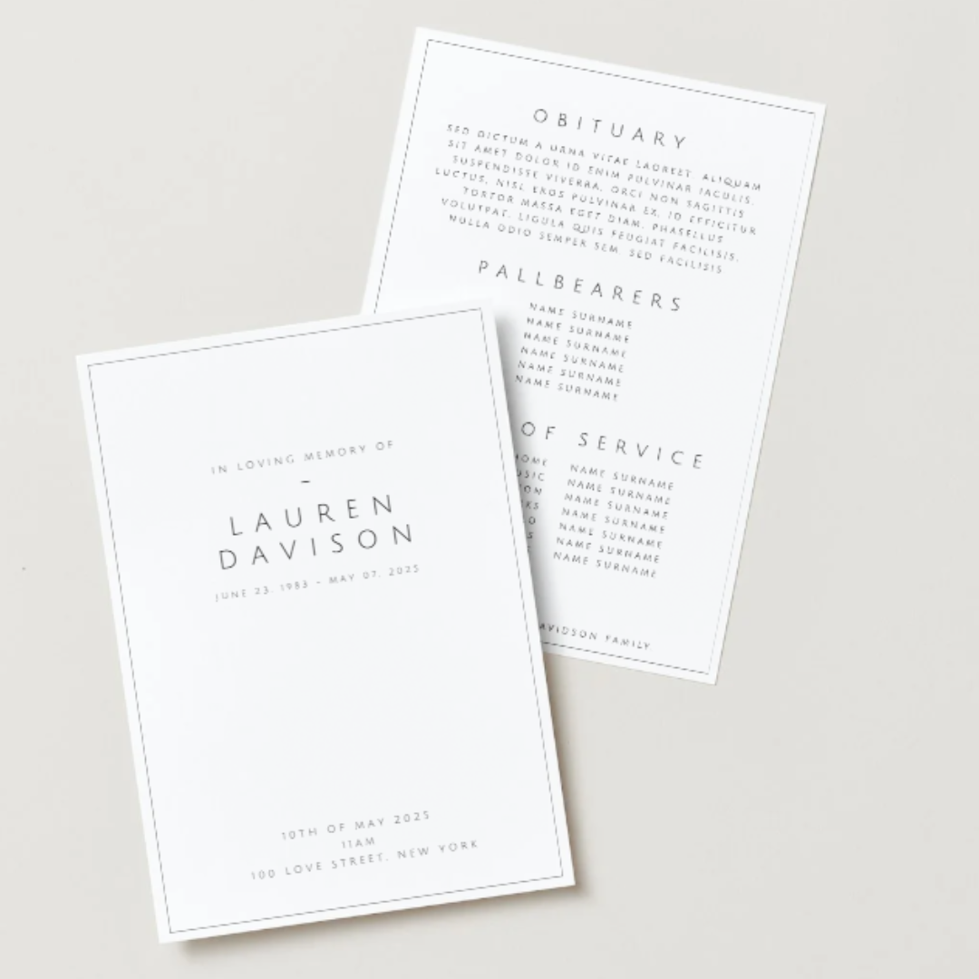 Classic Digital Funeral Program Template